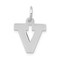 14K White Gold Small Block Intial Letter V Charm Jewerly 18mm x 10mm